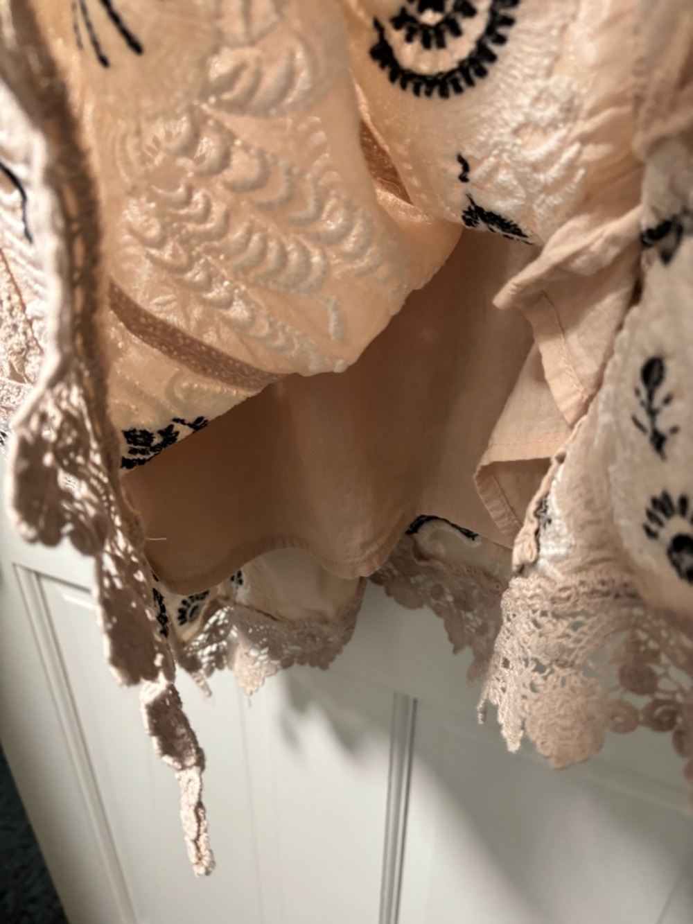 Anthropology Beige Embroidered sun dress with Black & White Accents Maeve brand - Picture 4 of 6